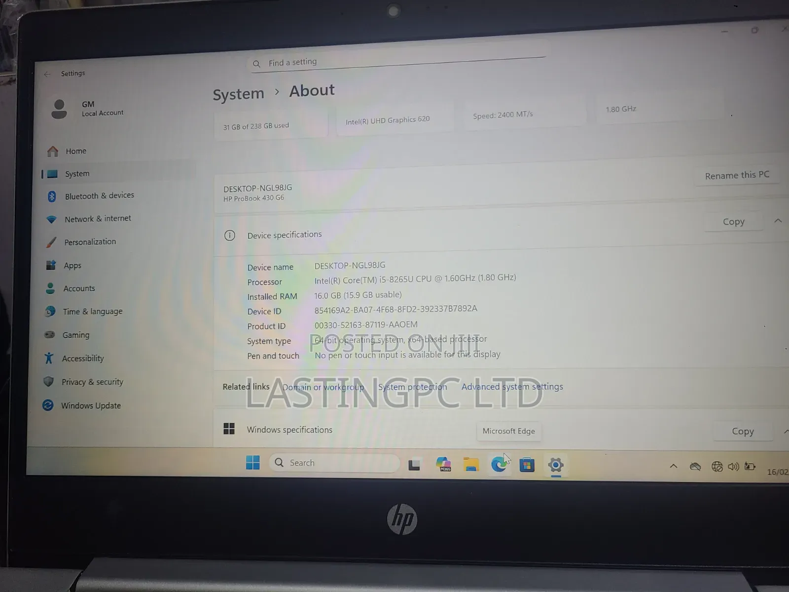 Laptop HP ProBook 430 G6 16GB Intel Core i5 SSD 256GB