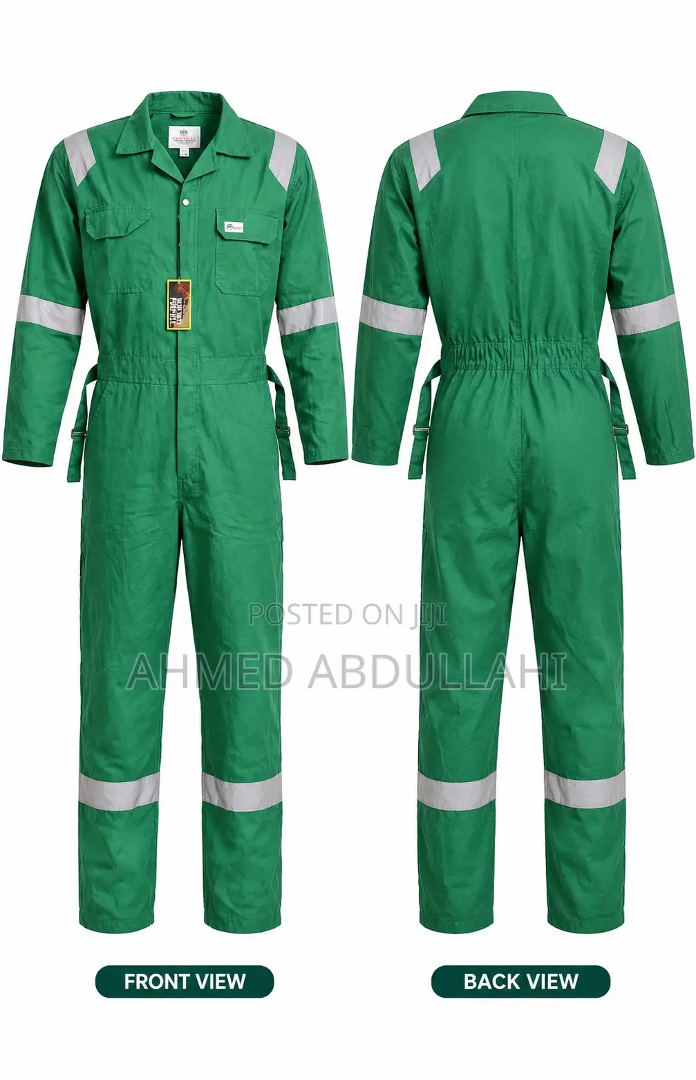 Green Safety Coveralls With Reflective