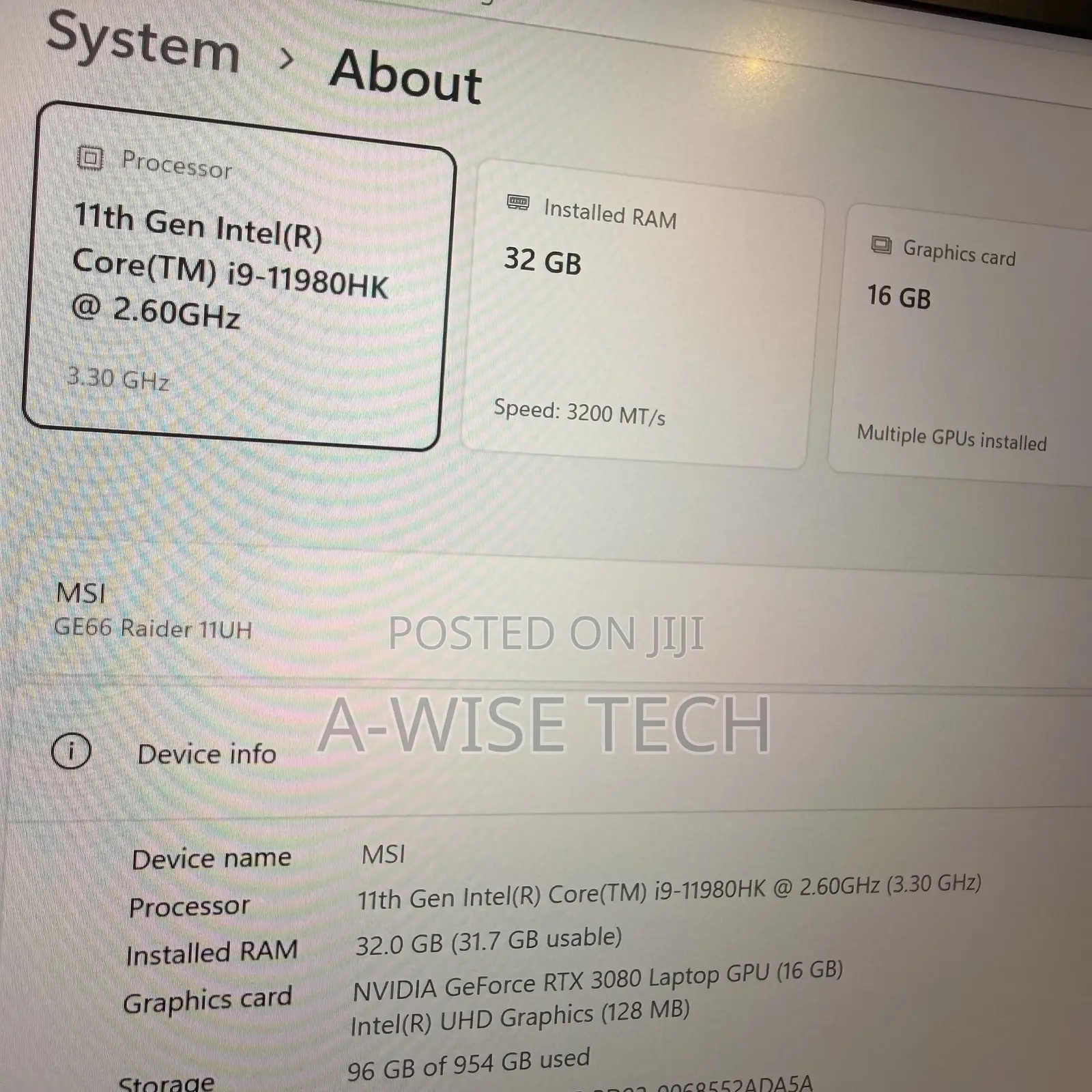 Laptop MSI GE66 Raider 16GB Intel Core i9 SSD 1T