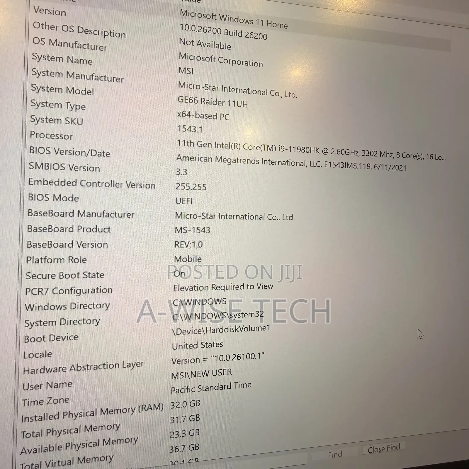 Laptop MSI GE66 Raider 32GB Intel Core i9 SSD 1T