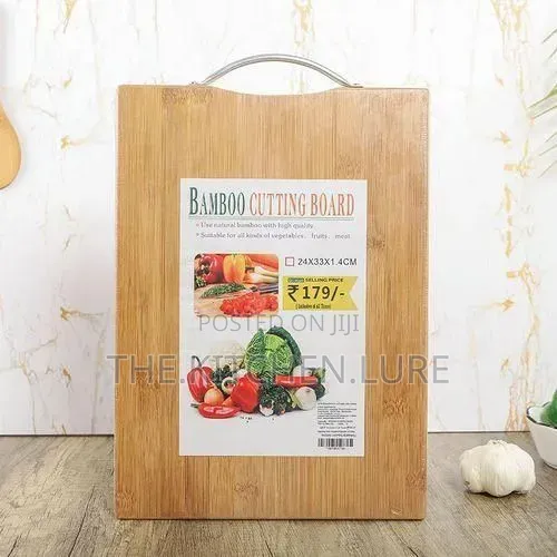 Wooden Bamboo Cutting Board With Steel Handle