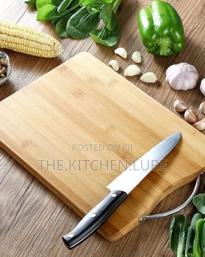 Wooden Bamboo Cutting Board With Steel Handle