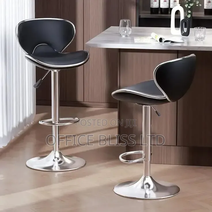 Set of 2 Pu Leather Counter Bar Chairs With Back And Footrest