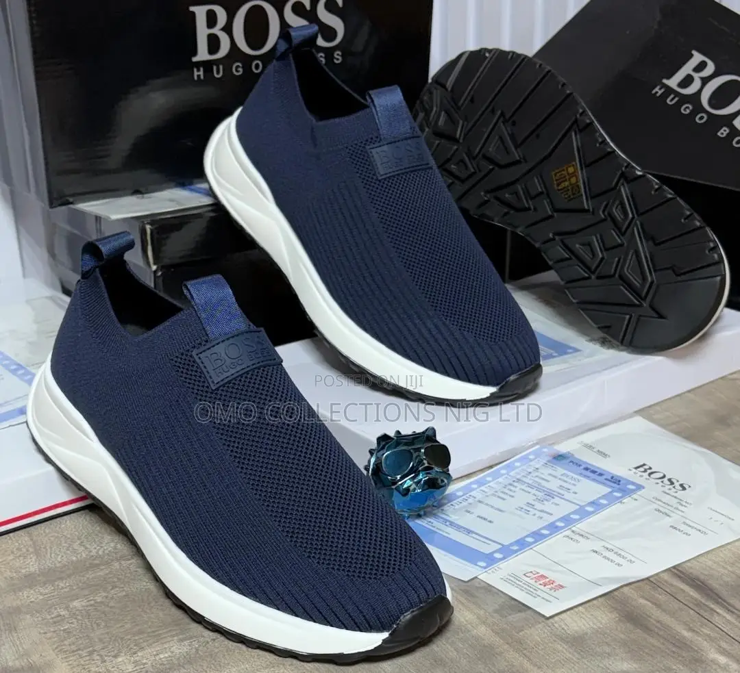 BOSS Men's Slip-on Sneakers With - Available in Black and Blue
