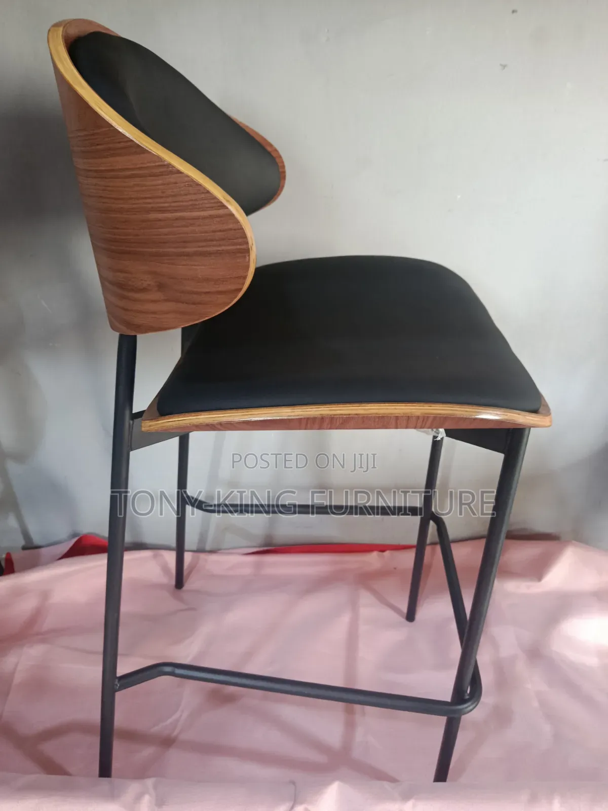 Modern Bentwood Bar Stool Curved Wooden Frame
