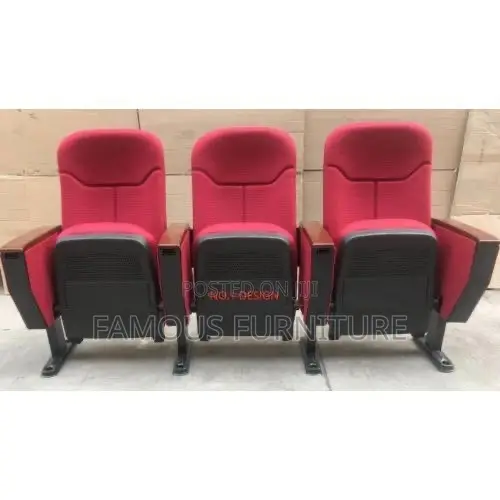 Red Three-Seater Commercial Auditorium and Lecture Hall Row Chair
