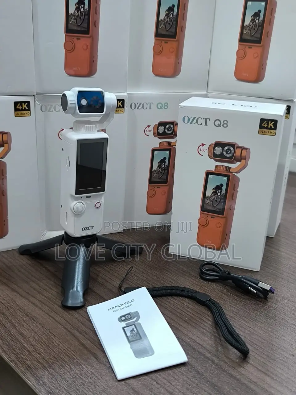 OZCT Q8 Handheld Ultra HD Video Pocket Camera 180° Rotating Gimbal