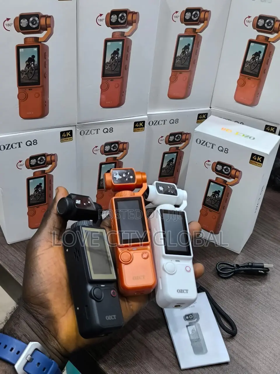 OZCT Q8 Handheld Ultra HD Video Pocket Camera 180° Rotating Gimbal
