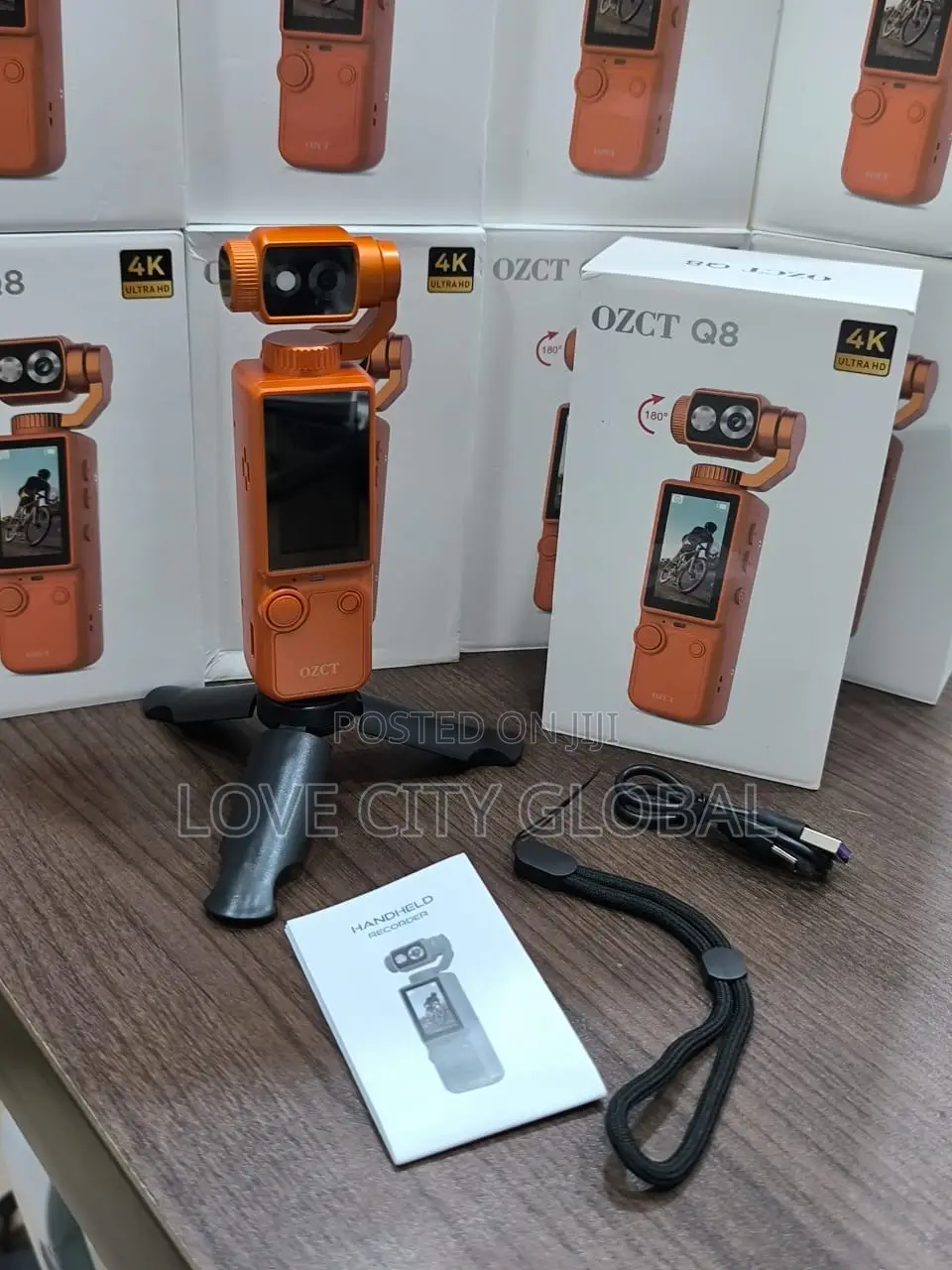 OZCT Q8 Handheld Ultra HD Video Pocket Camera 180° Rotating Gimbal