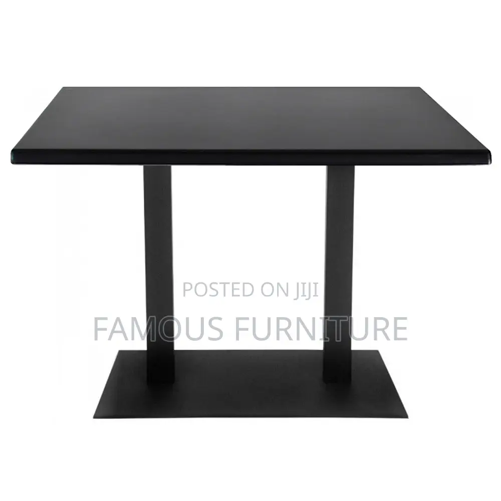 Quality Rectangular Restaurant Wooden Table With Metal Pol Legs