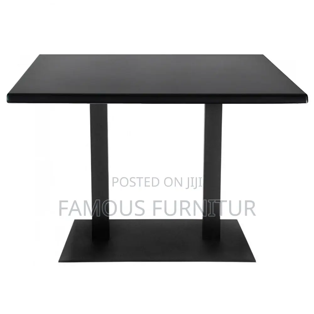 Quality Rectangular Restaurant Wooden Table With Metal Pol Legs