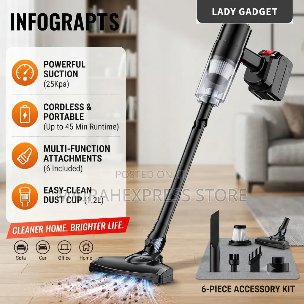 Powerful 4in1 Multipurpose Vacuum Cleaner (Cordless)