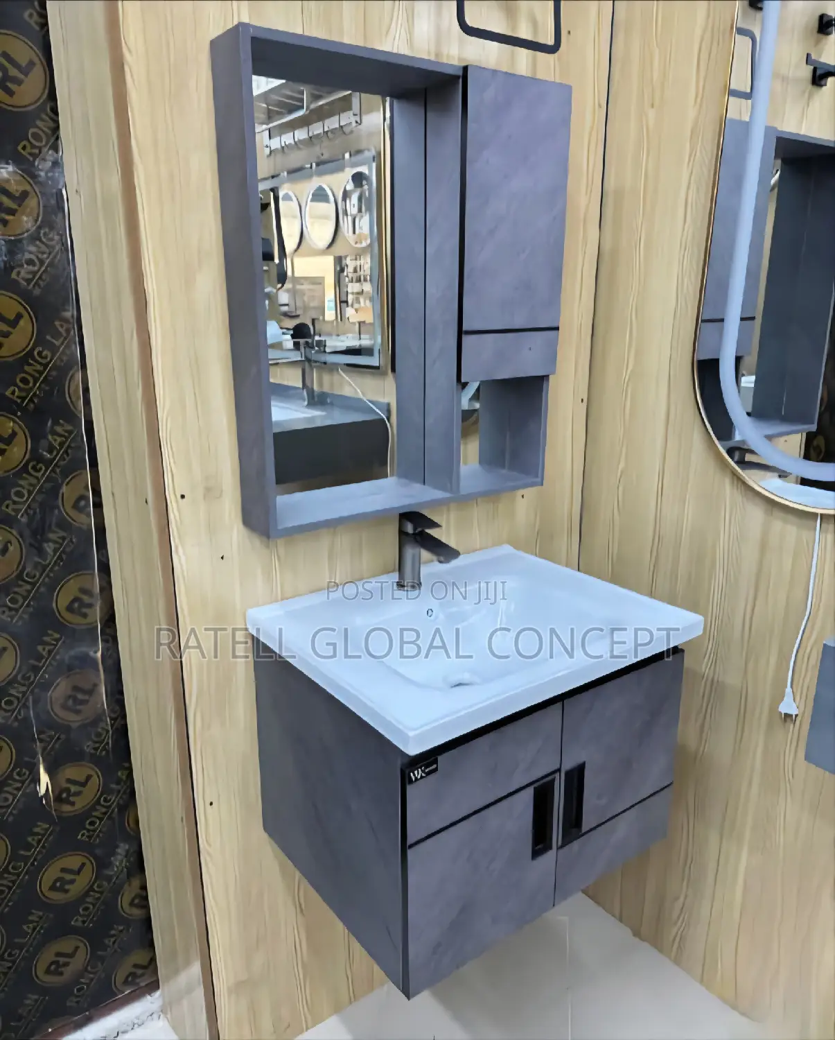 Dark Grey Cabinet Wash Hand Basin