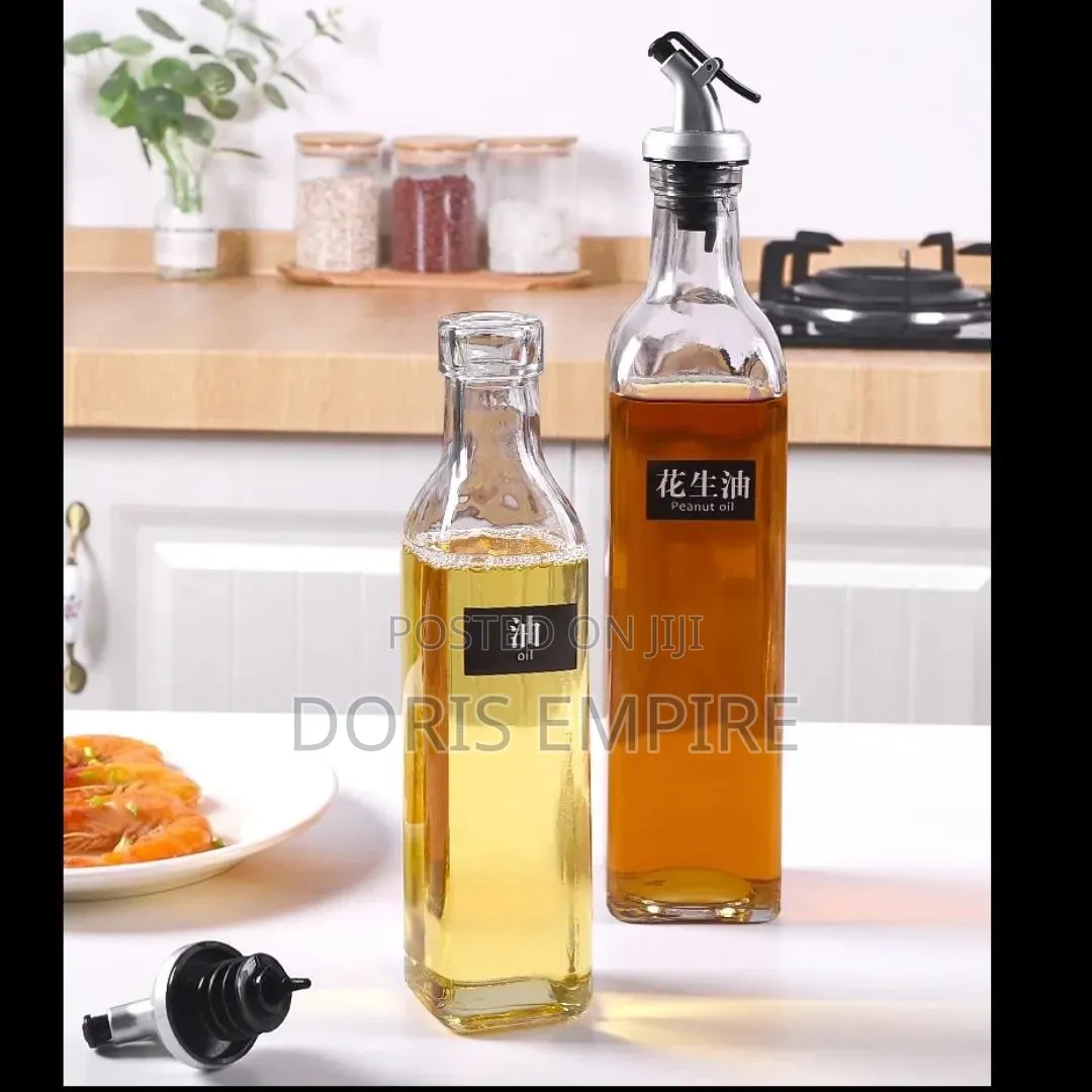 2pcs Leak Proof Glass Oil Vinegar Bottle Dispenser With Pourer