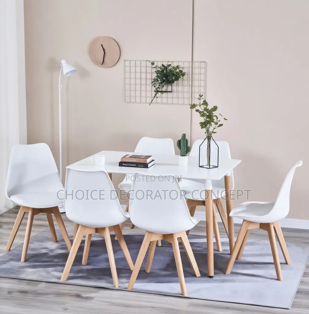 Modern Style Dinning Room Chairs - 6 Set - White