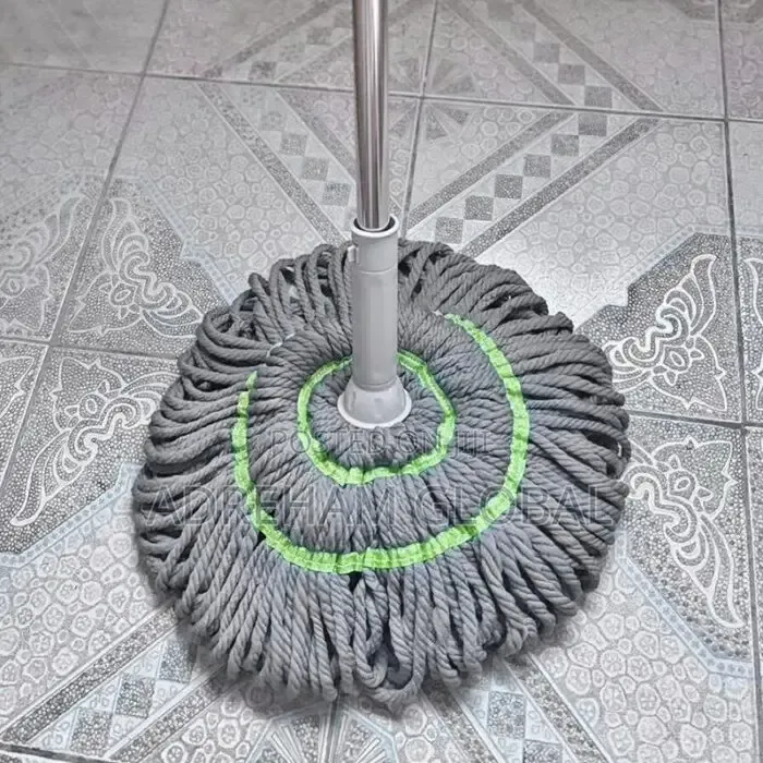Self Squeezing or Twisting Spin Rotating Cotton Pad Mop(grey Green