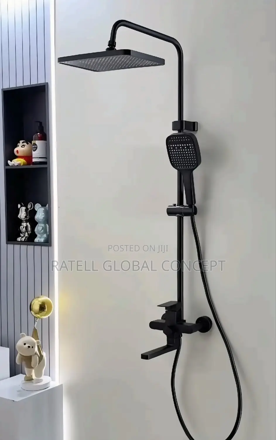 Heavy Guage Black Shower Set