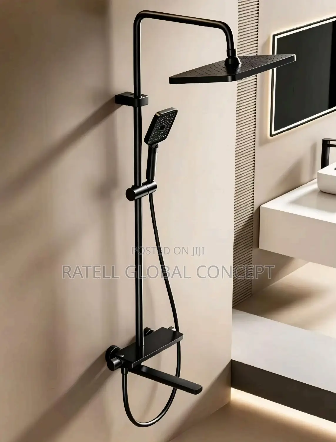 Heavy Guage Black Shower Set