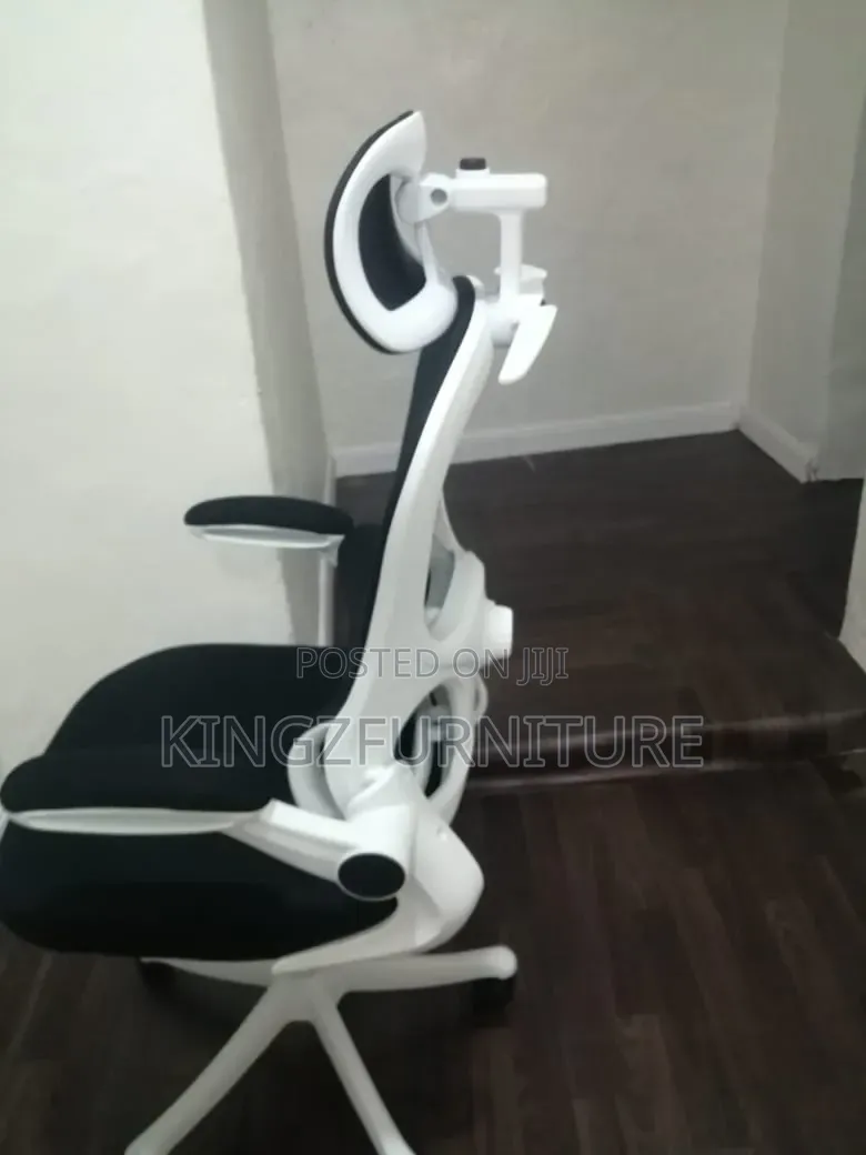 A Modern Black-and-White Ergonomic Mesh Office Chair