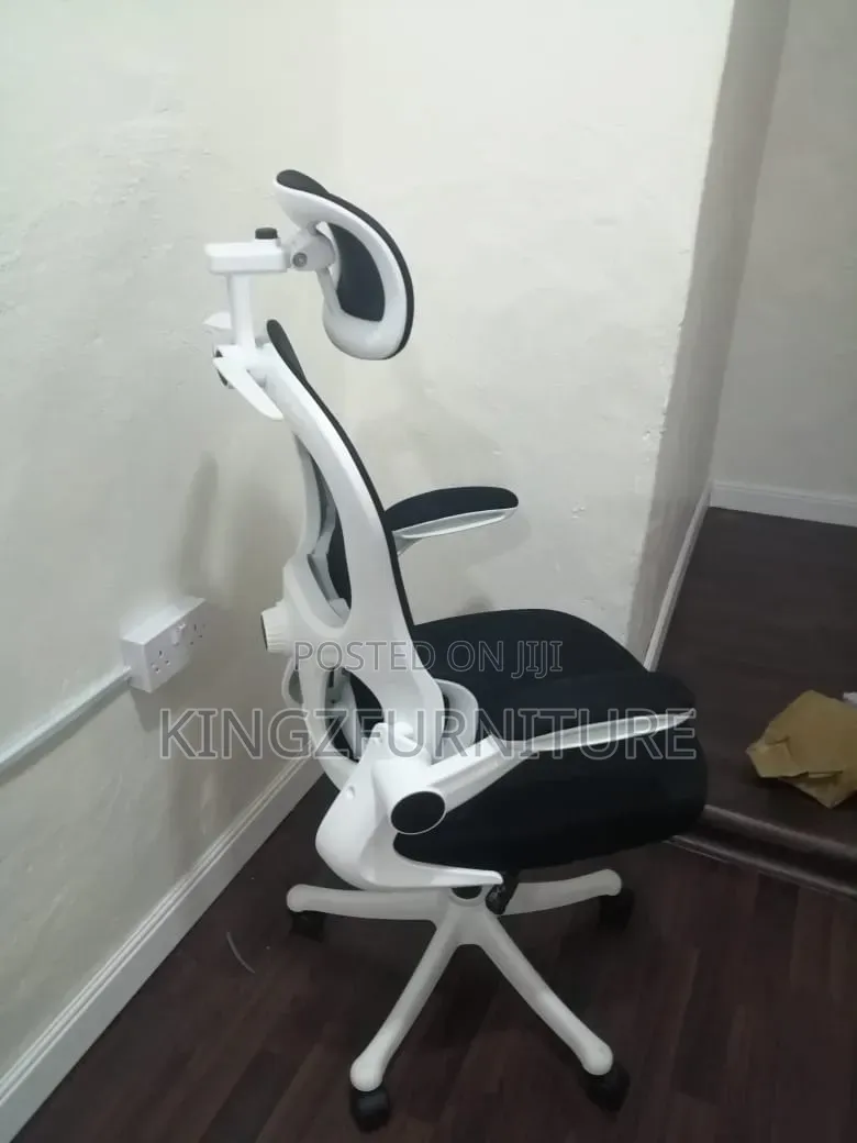 A Modern Black-and-White Ergonomic Mesh Office Chair