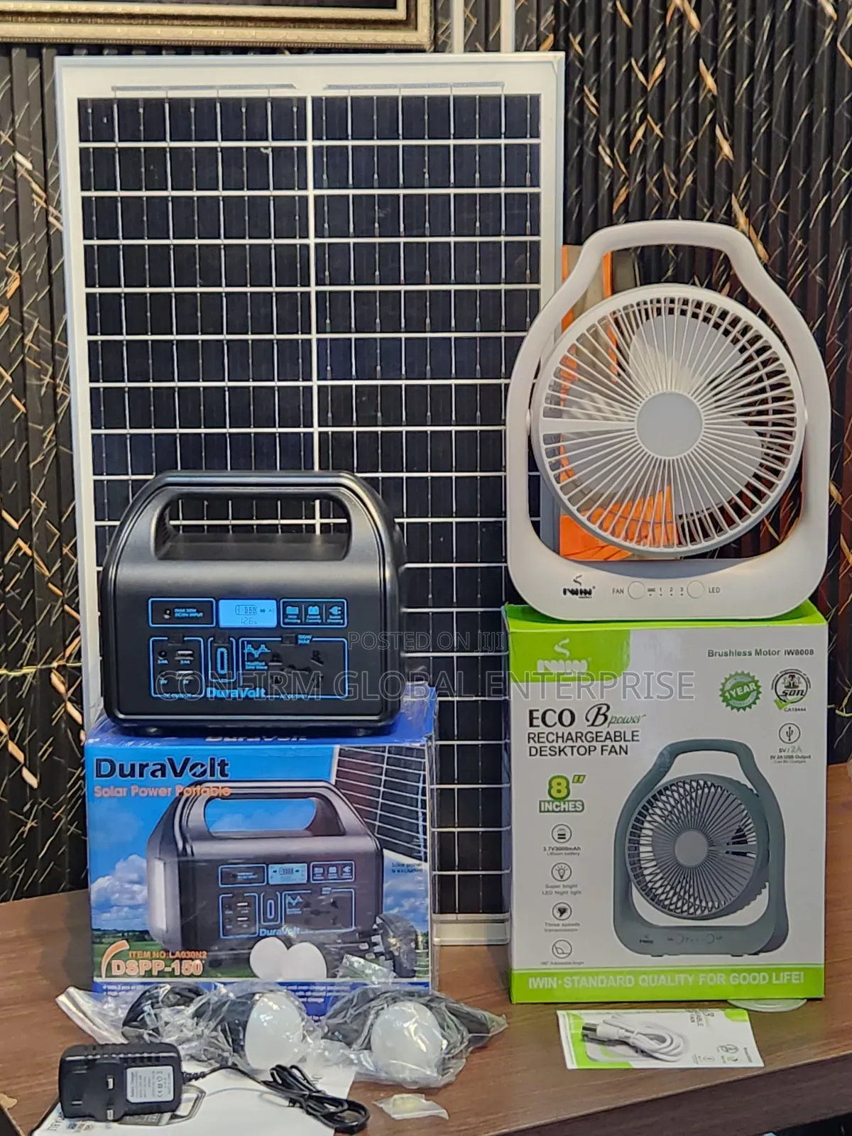 150W Portable Solar Generator + 50W Solar Panel + 2 Bulbs