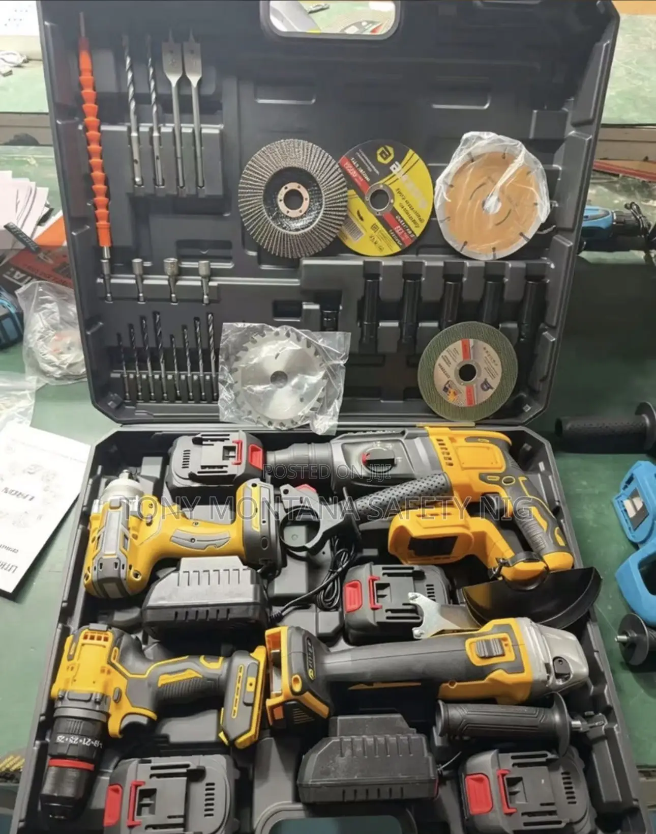 4-in-1 Cordless Power Tool Combo Kit - With 4 Batteries + Accessories