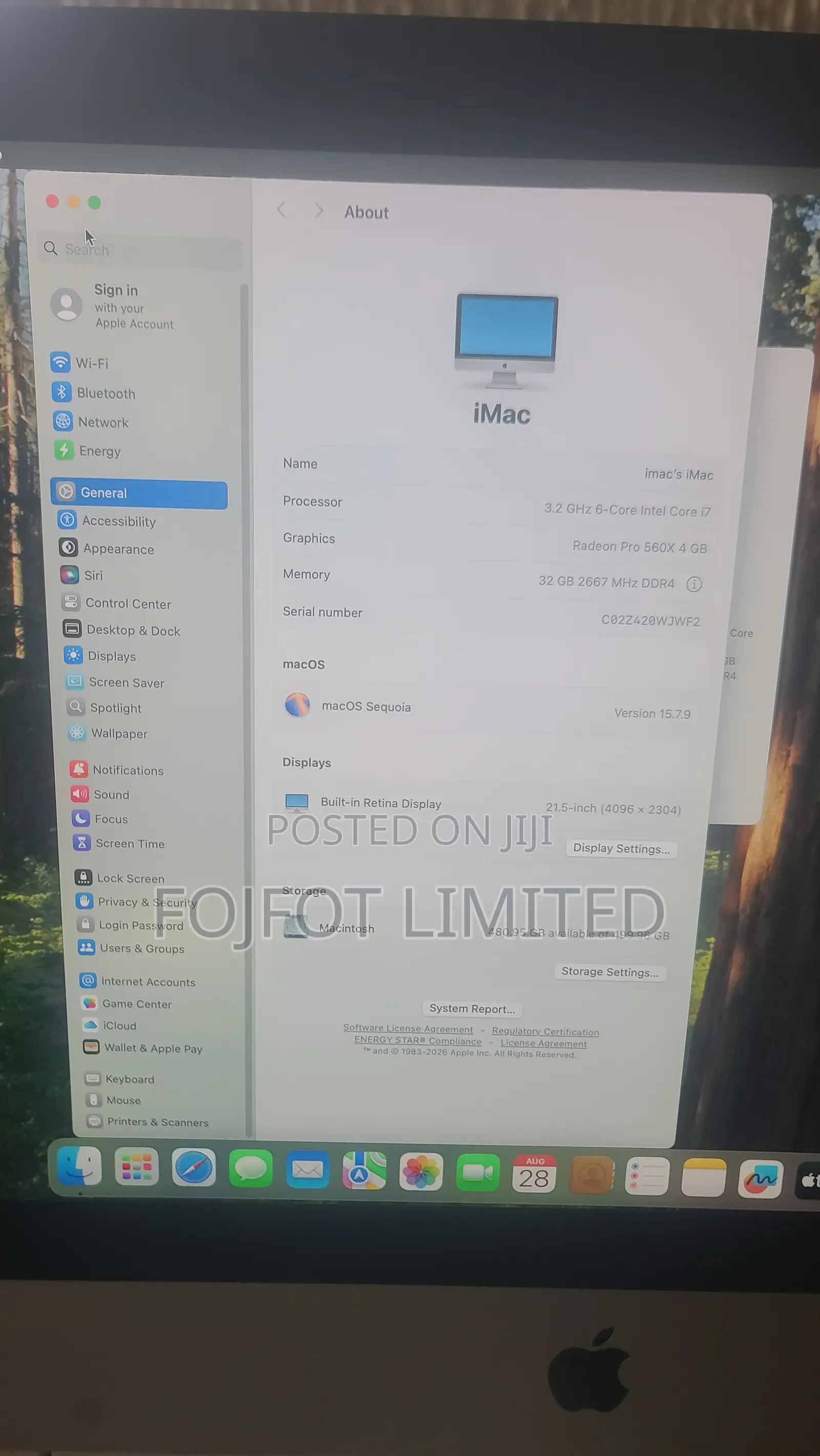 Desktop Computer Apple 32GB Intel Core i7 SSD 512GB