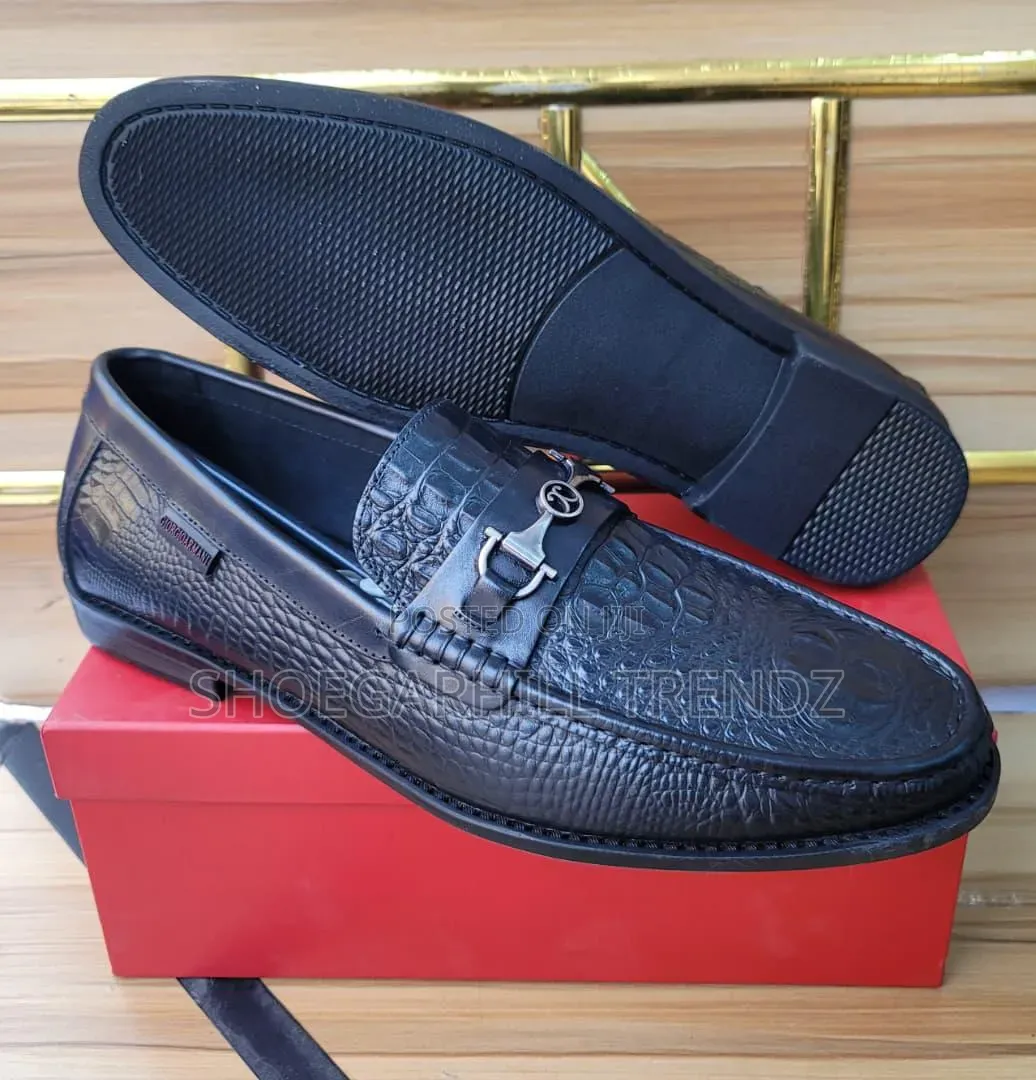Classy Men Leather Loafers Ferragamo in Big Sizes 47-50