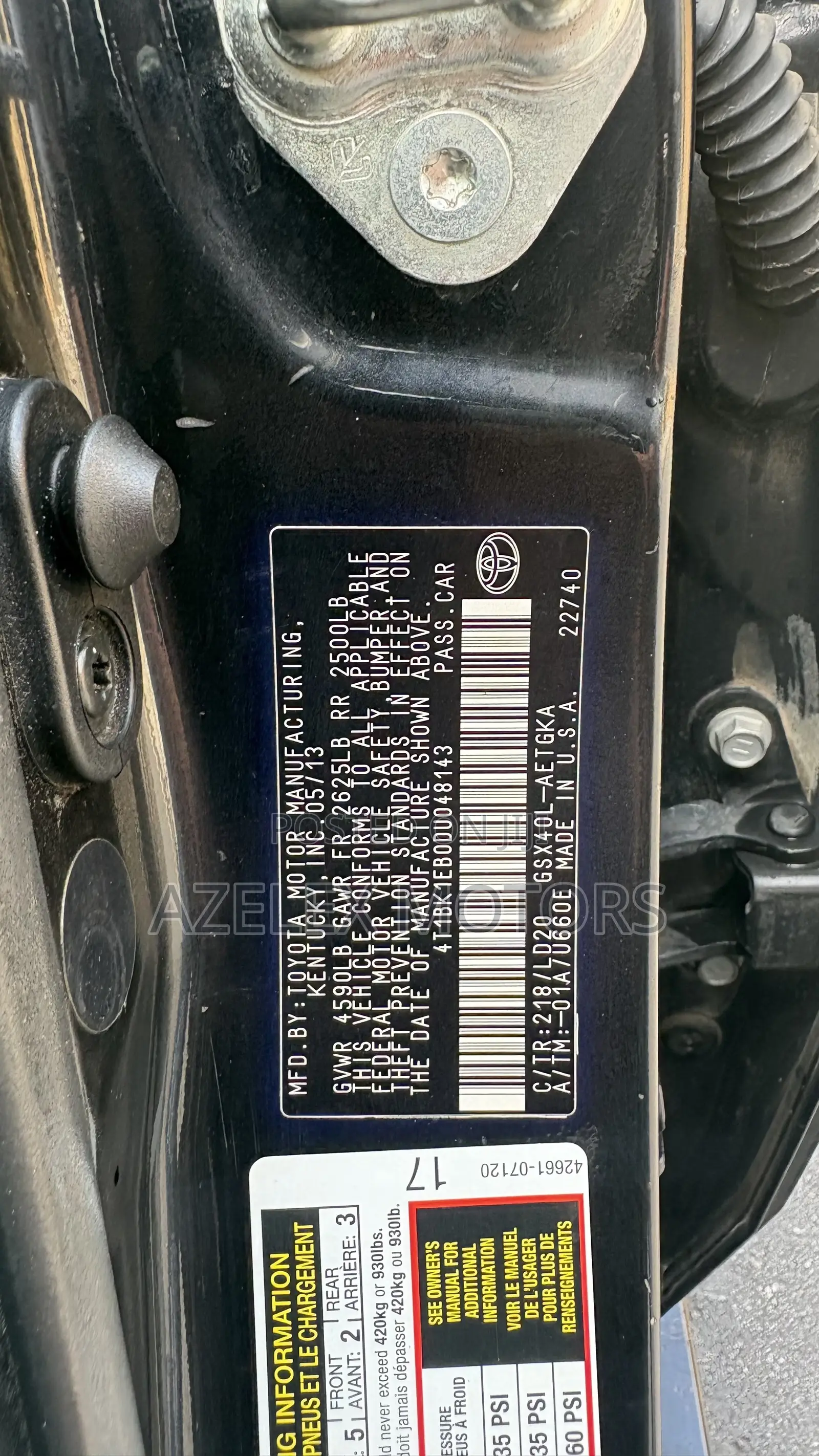 Toyota Avalon XLE Premium Sedan FWD (3.5L 6cyl 6A) 2013 Black