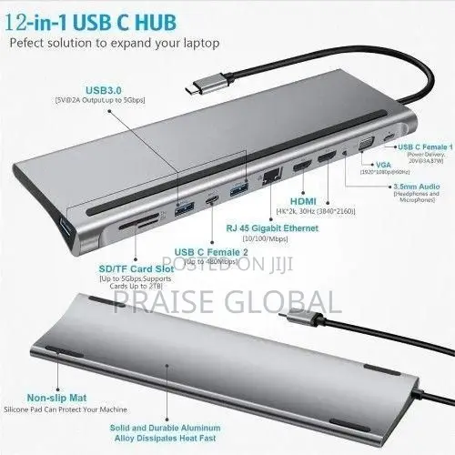USB Type-C to HDTV Multifunction Adapter 12 in 1 Hub
