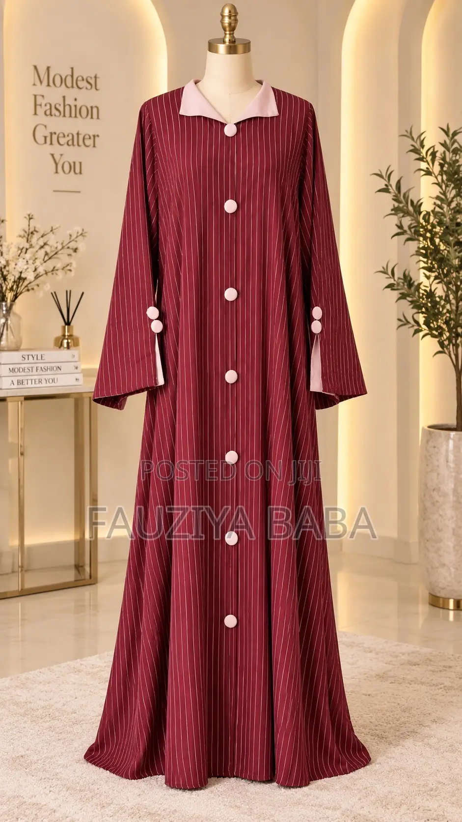 Elegant Striped Kaftan Dress | Office Casual Wear
