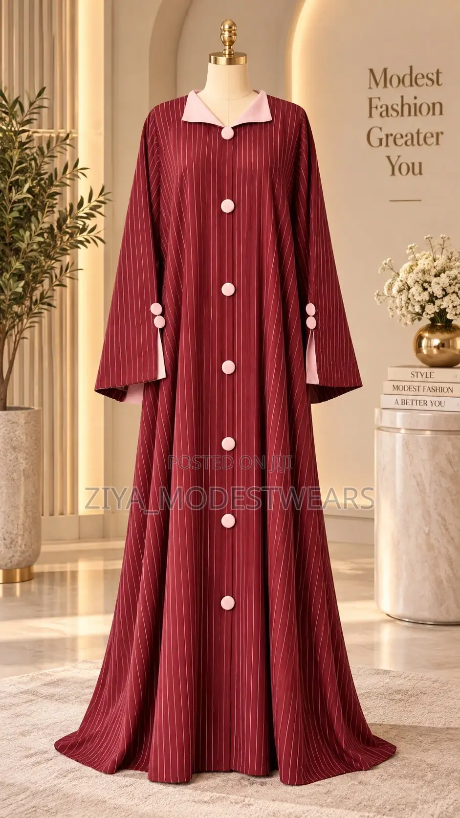 Elegant Striped Kaftan Dress | Office Casual Wear