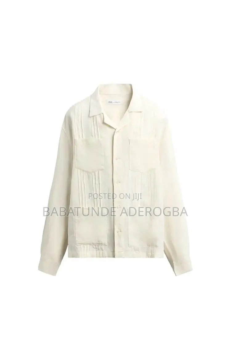 Zara Relaxed Fit 100% Linen Pleated Shirt