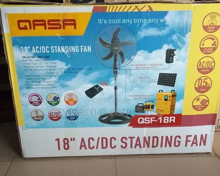 Qasa Solar Standing Fan AC/DC