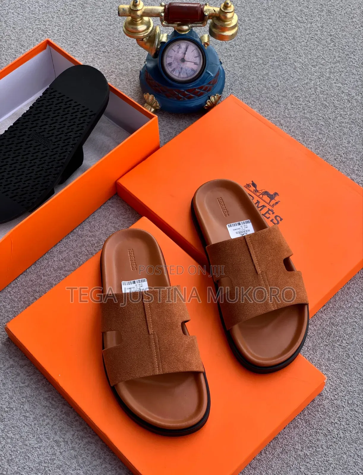 High Quality Hermes Suede Pam Slippers