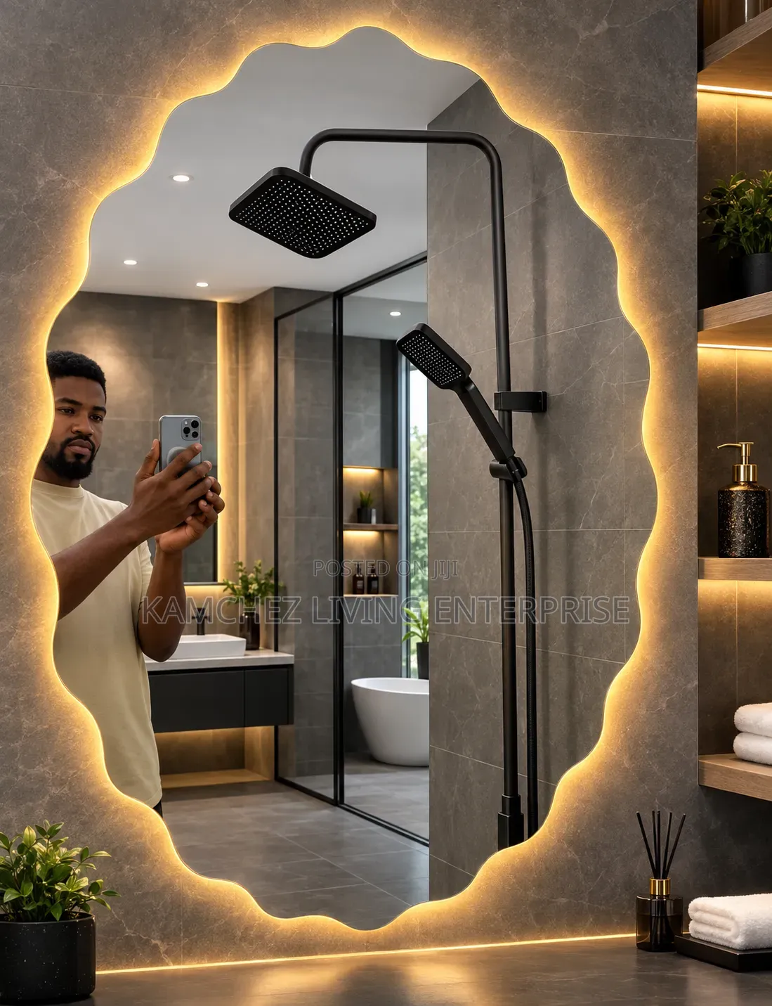 Quality 60 by 80cm 3 Lights LED Designer Bathroom Mirror