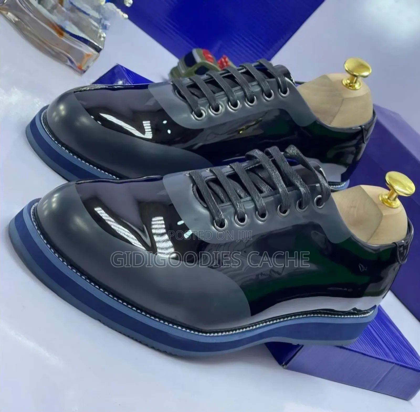 Men's Patent Leather Chunky Sole Dress Sneakers Size 40-46