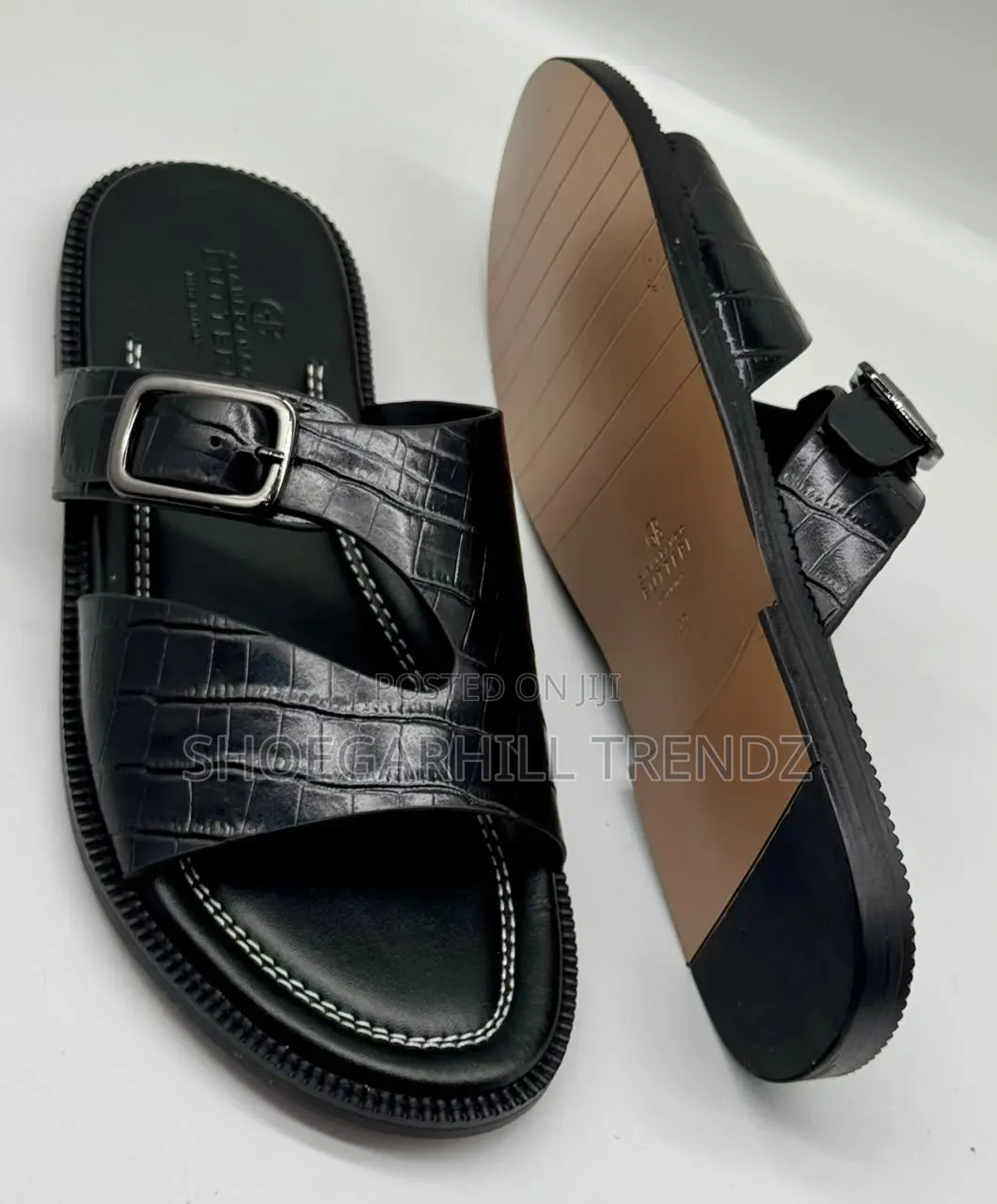 Quality Gianfranco Butteri Leather Palm Slippers in Big Sizes 40-48