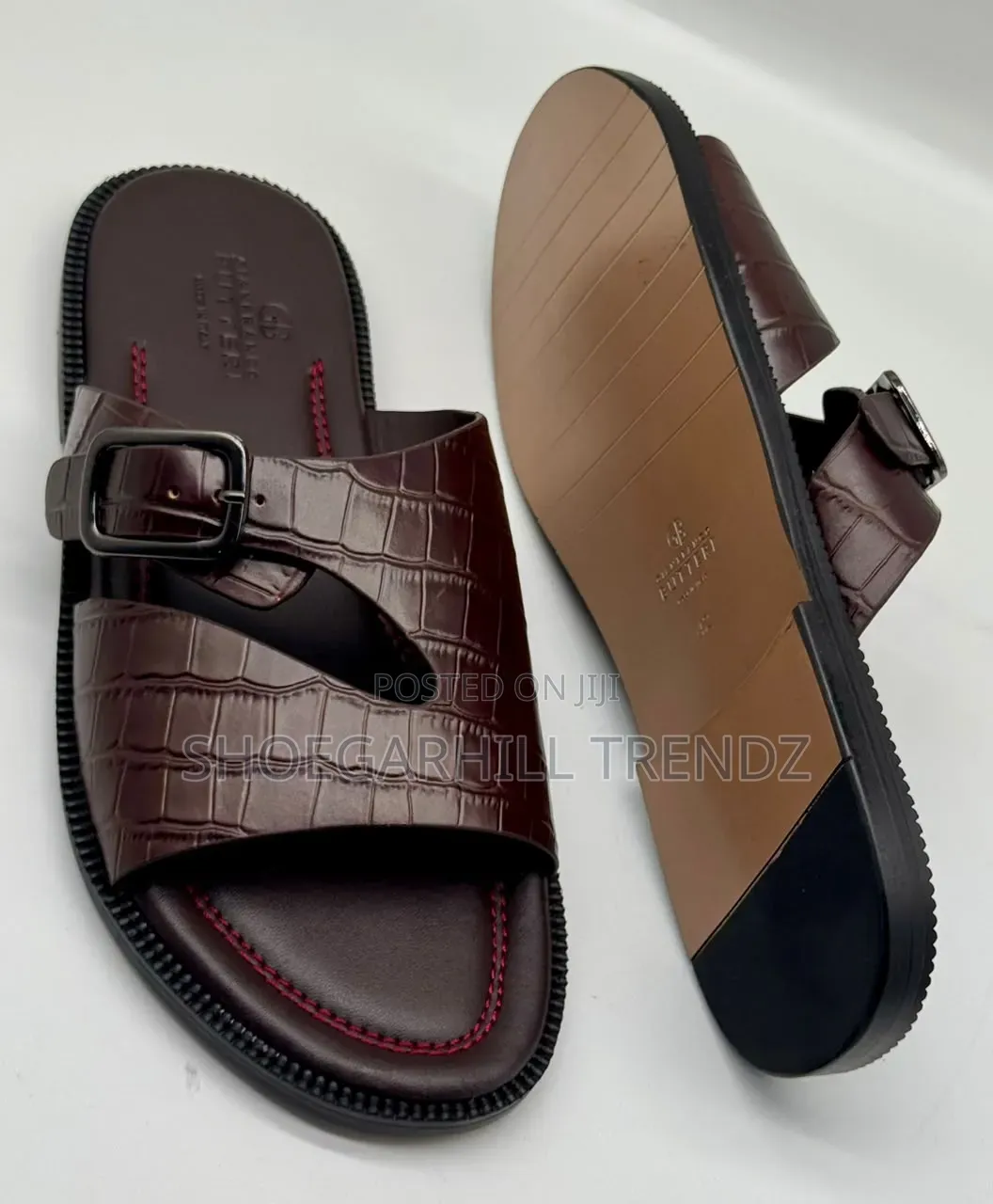 Quality Gianfranco Butteri Leather Palm Slippers in Big Sizes 40-48