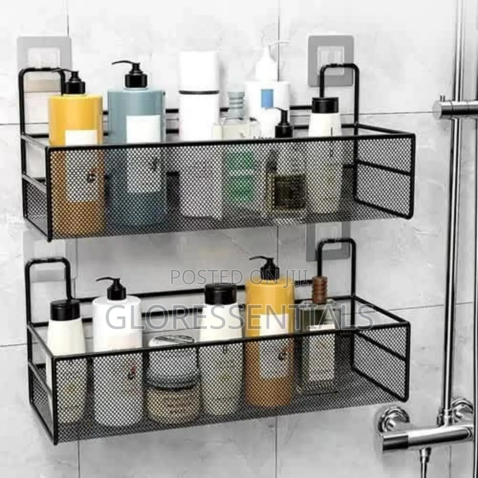 Double Layer Bathroom Rack Multipurpose Metal Mesh Hanger