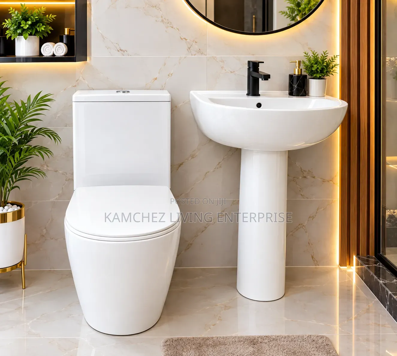 Quality Modern One-Piece WC Pedestal Basin Set