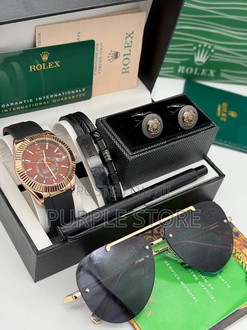 Rolex Mens Watch, Pen, Bracelet, Cufflinks and Sunglasses Set