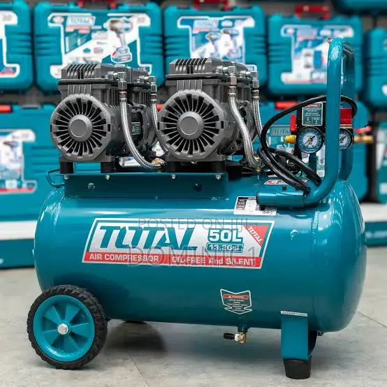 Total 50L Oil-Free and Silent Air Compressor (1.6 HP / 1200W).