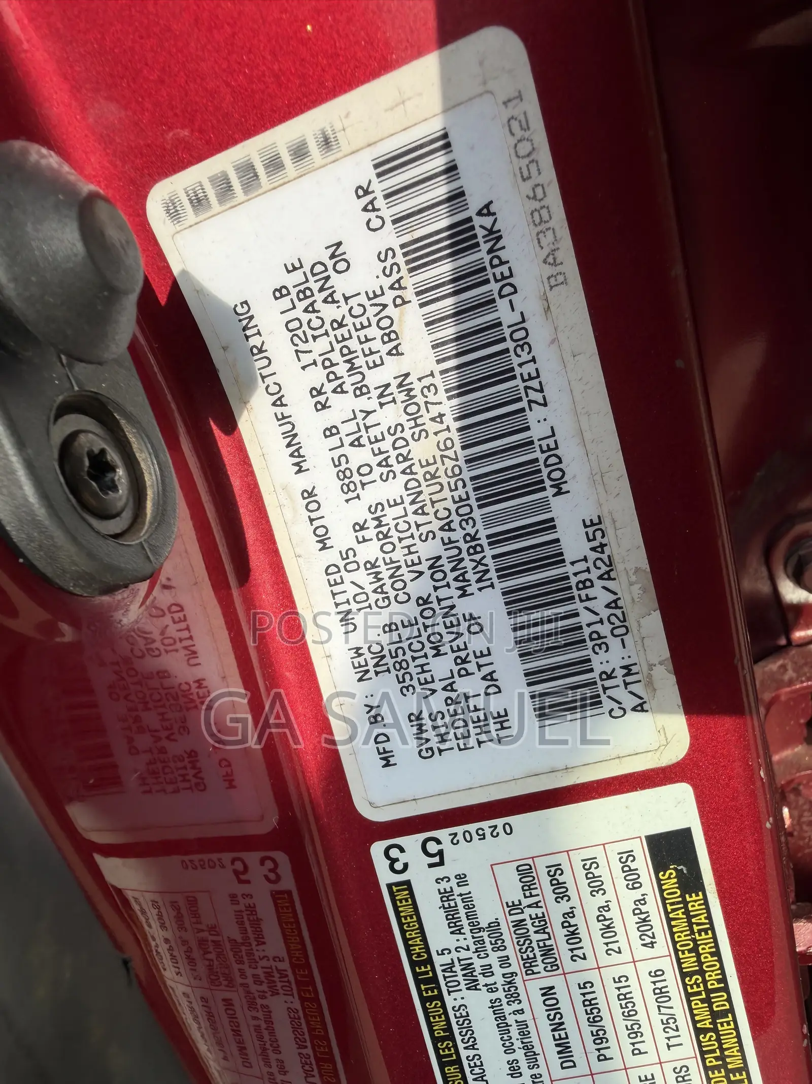 Toyota Corolla LE 2007 Red