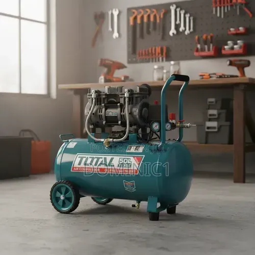 Total 50L Oil-Free and Silent Air Compressor (1.6 HP / 1200W).