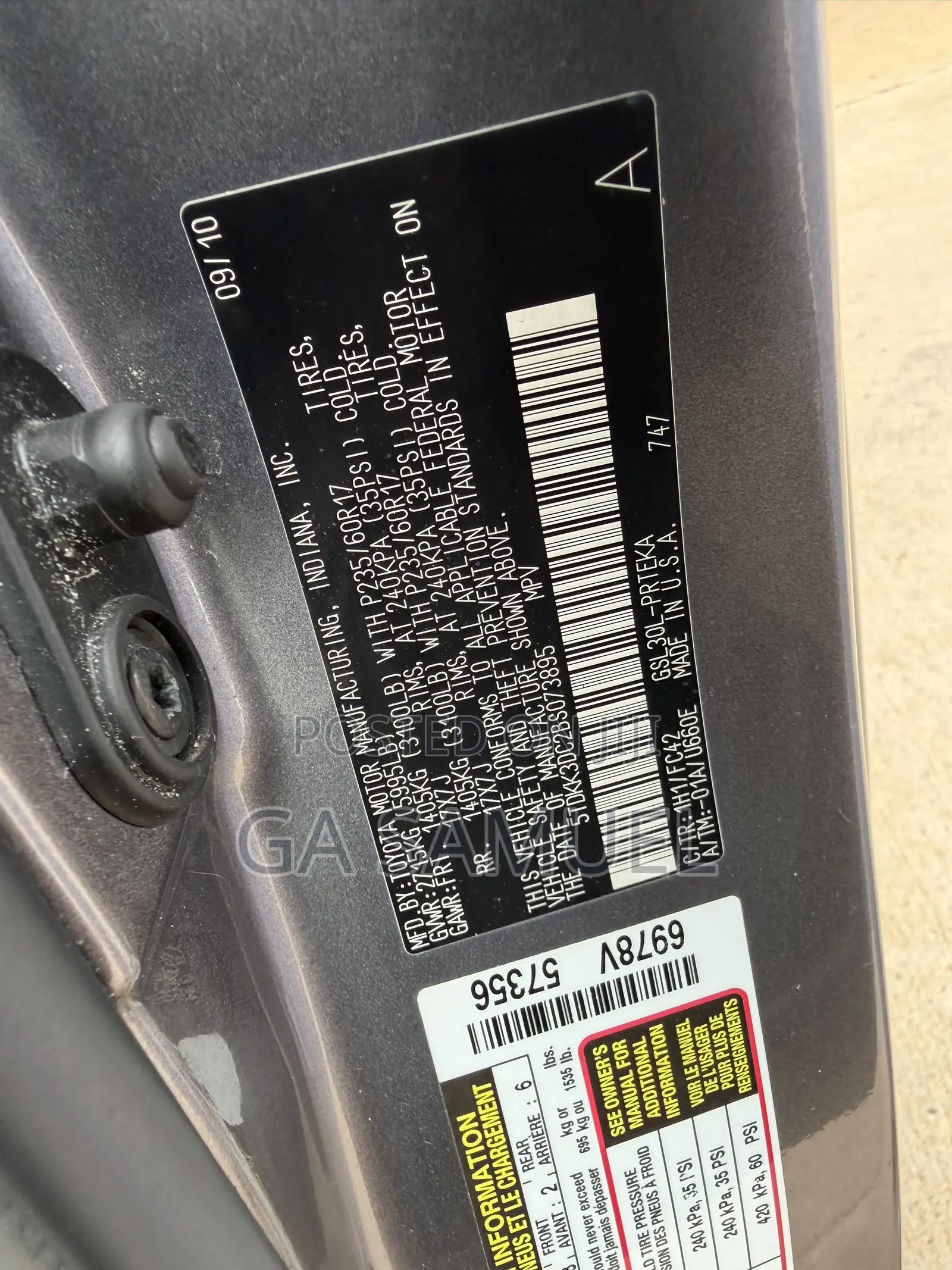 Toyota Sienna LE 8 Passenger 2011 Gray