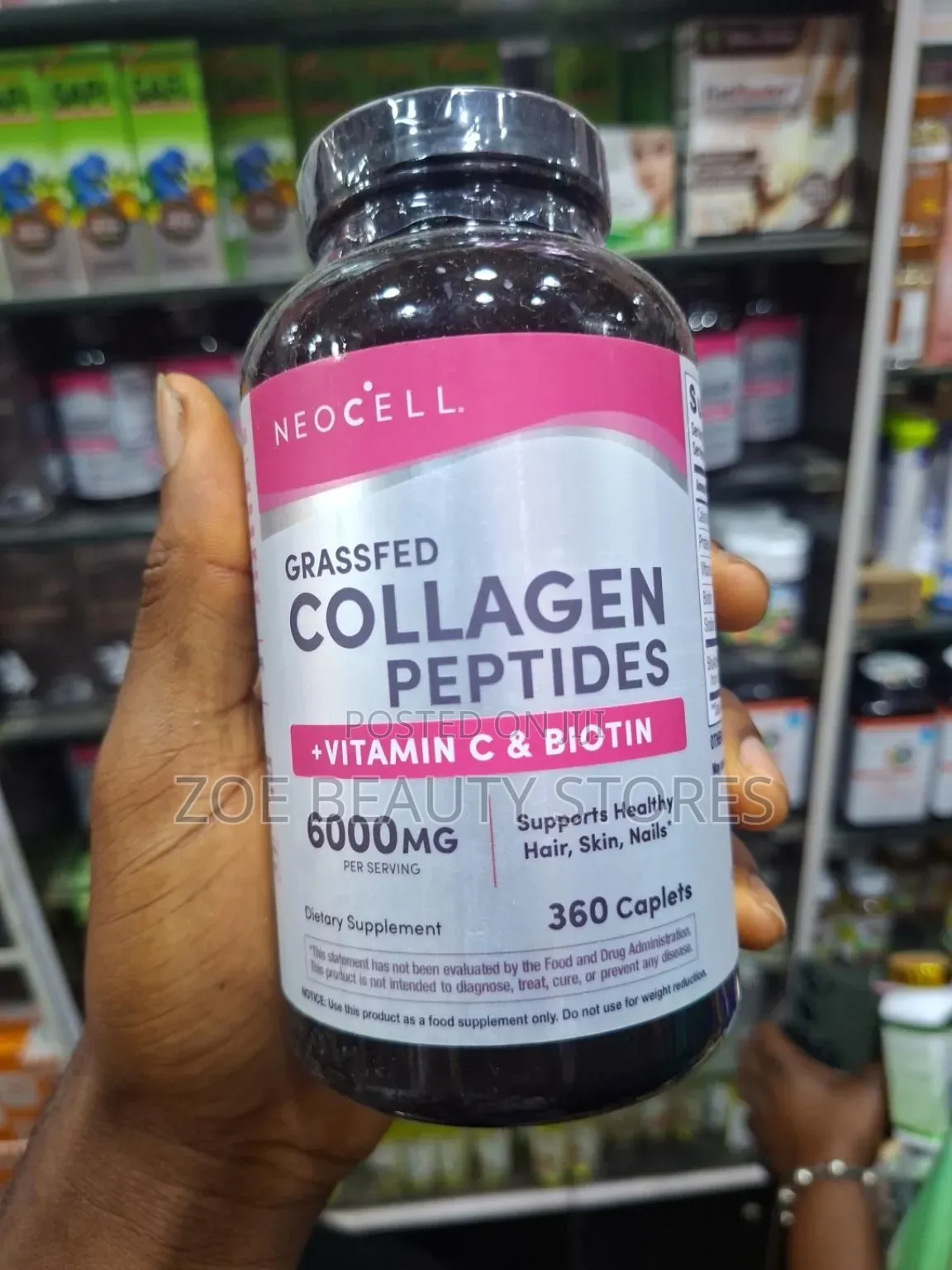 Neocell Grass-Fed Collagen Peptides + Vitamin C & Biotin – 360 Caplets