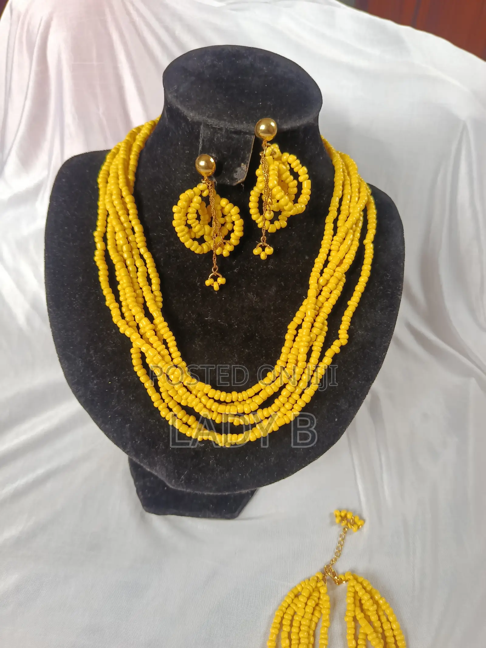Bright Yellow Bougie Beaded Jewelry Set