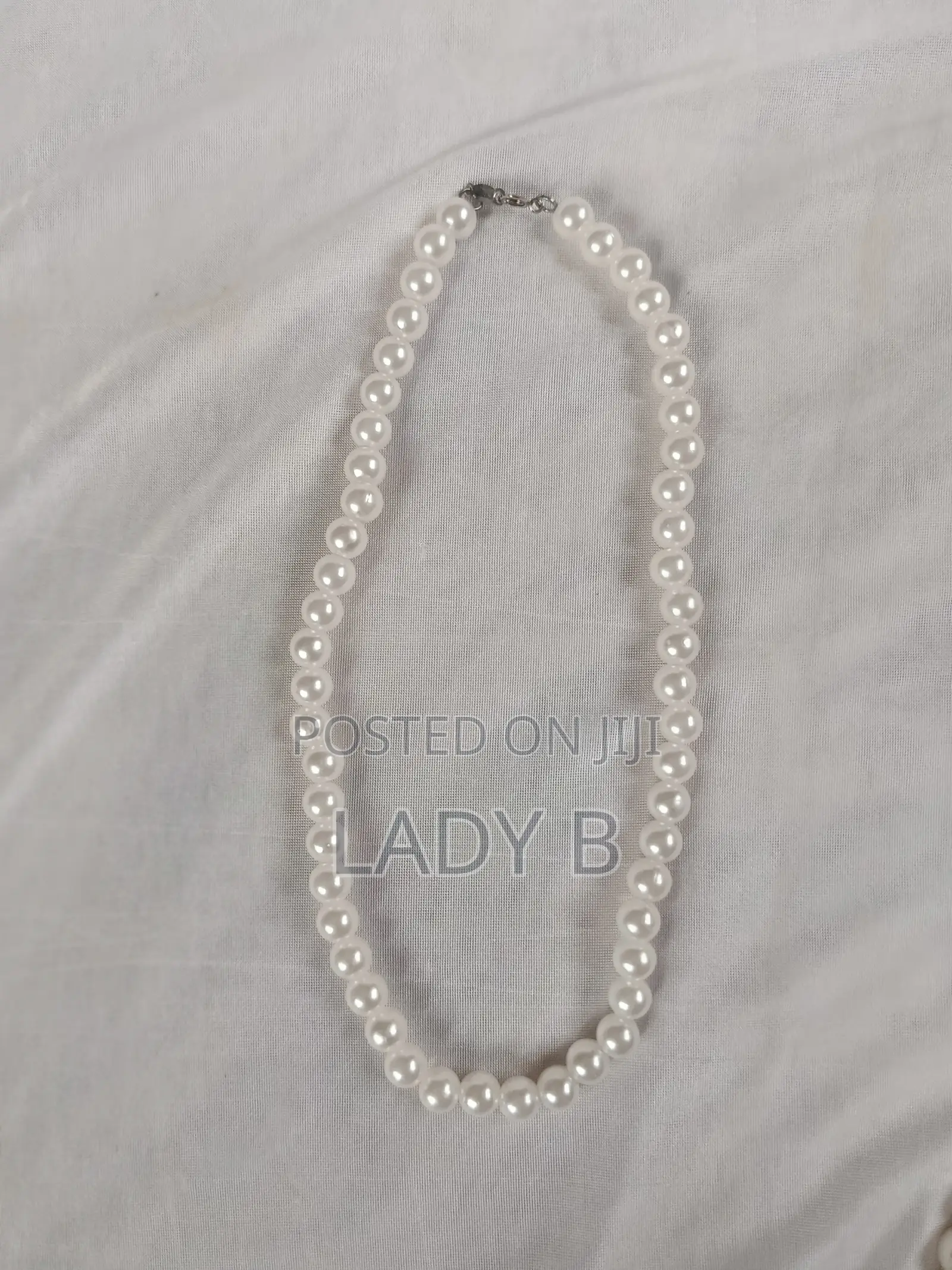 Classic White Pearl Necklace and Matching Earrings Set