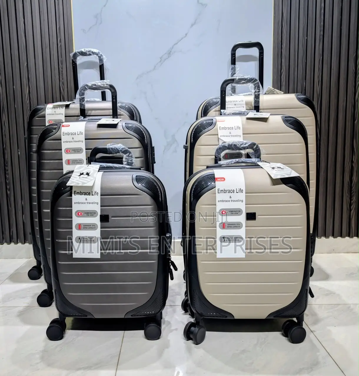 High Quality Set of 3 Rubber Luggage